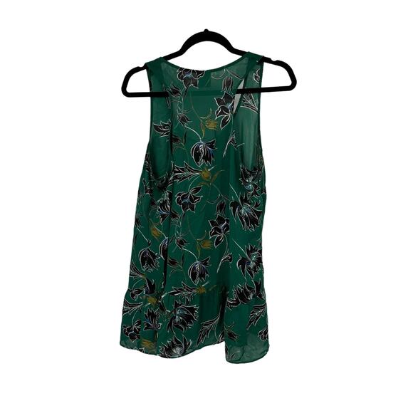 Cabi Top Womens Medium Zoe Falling Flowers Peplum Tank Green Black Floral #3276 - Picture 2 of 4